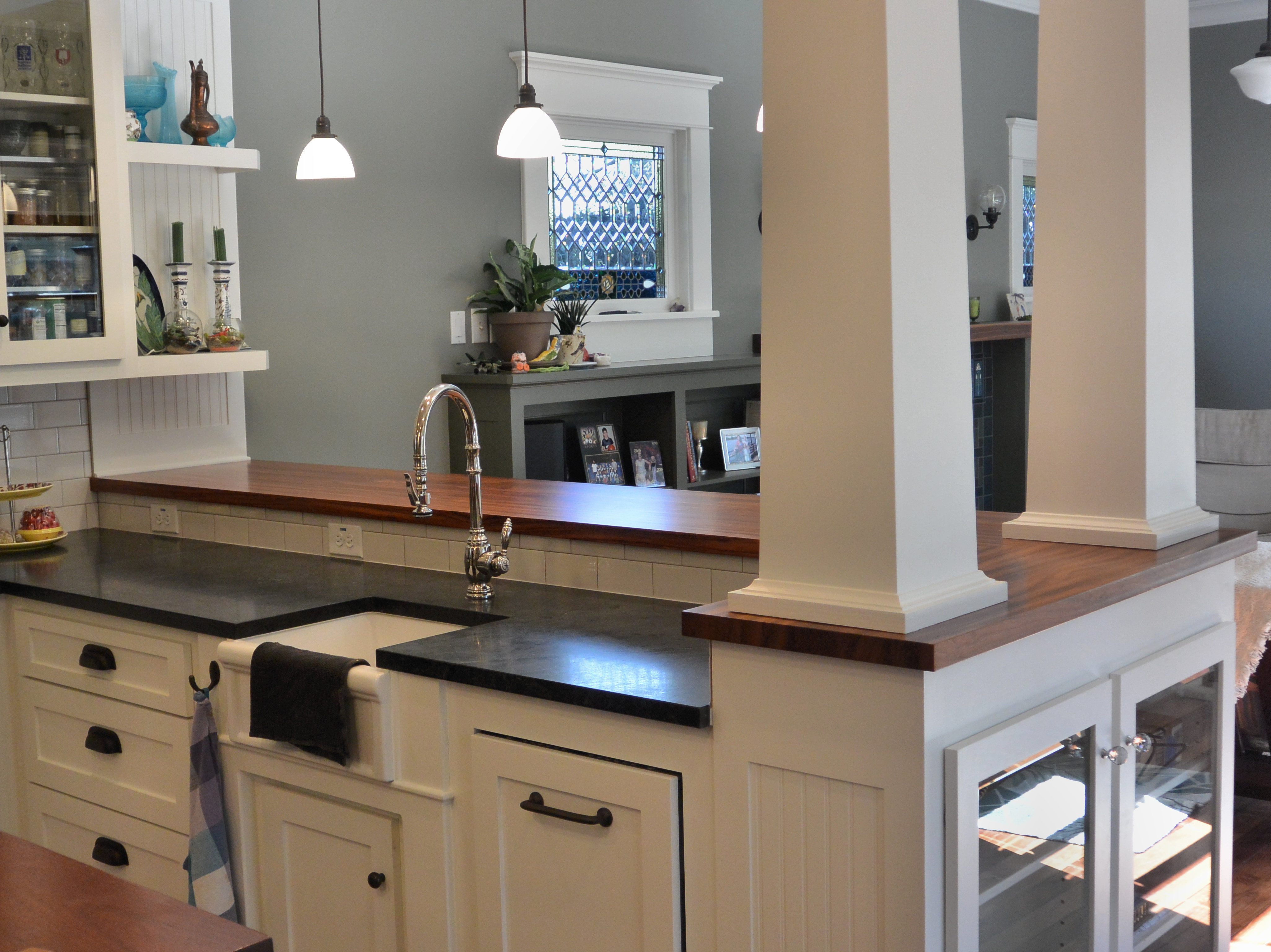 Jatoba edge grain bar top with Waterlox Satin Finish.