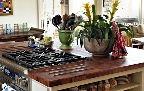 Mesquite Parquet-style Wood Island Countertop