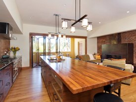 Mesquite edge grain custom wood island countertop.