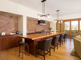 Mesquite edge grain custom wood island countertop.