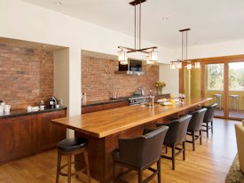 Mesquite edge grain custom wood island countertop.