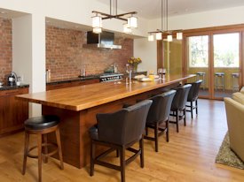 Mesquite edge grain custom wood island countertop.