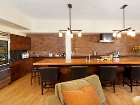 Mesquite edge grain custom wood island countertop.