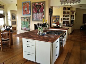 Mesquite edge grain custom wood island countertop.