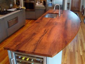 Mesquite face grain island countertop.