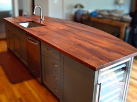 Mesquite face grain island countertop.