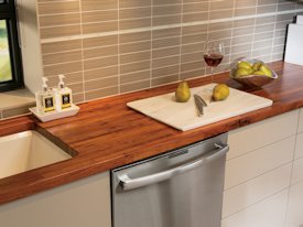 Mesquite edge grain island countertop.