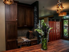 Mesquite edge grain island countertop.