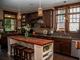 Mesquite edge grain island countertop.