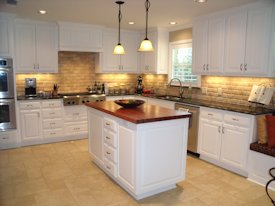 Mesquite edge grain island countertop.