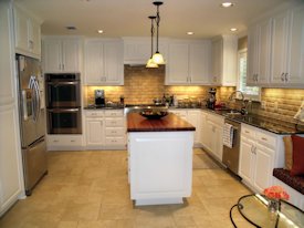 Mesquite edge grain island countertop.