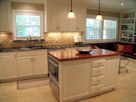 Mesquite edge grain island countertop.