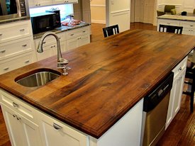 Mesquite face grain island countertop.