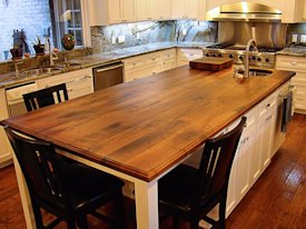 Mesquite face grain island countertop.