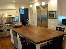 Mesquite face grain island countertop.