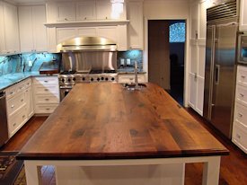 Mesquite face grain island countertop.