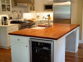 Mesquite edge grain island countertop.