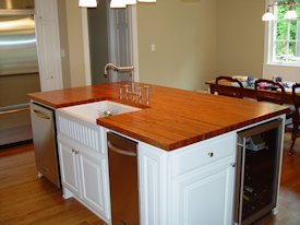 Mesquite edge grain island countertop.