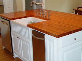 Mesquite edge grain island countertop.