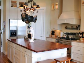 Mesquite edge grain island countertop.