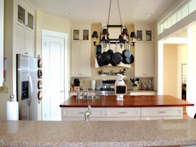 Mesquite edge grain island countertop.