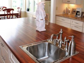 Mesquite edge grain island countertop.