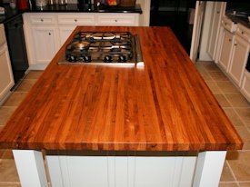 Mesquite edge grain island countertop.