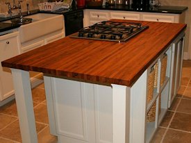 Mesquite edge grain island countertop.