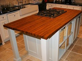 Mesquite edge grain island countertop.