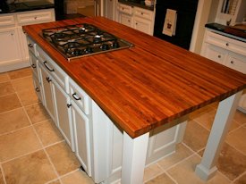 Mesquite edge grain island countertop.