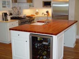 Mesquite edge grain island countertop.