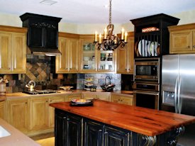 Mesquite face grain island countertop.