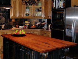 Mesquite face grain island countertop.