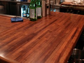 Mesquite edge grain bar top.