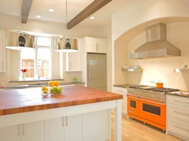 Mesquite end grain island countertop.