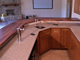 Mesquite face grain bar top.