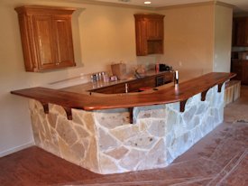 Mesquite face grain bar top.