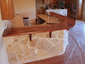 Mesquite face grain bar top.