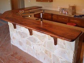 Mesquite face grain bar top.