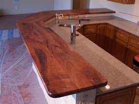 Mesquite face grain bar top.