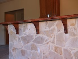 Mesquite face grain bar top.