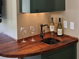 Mesquite face grain bar top.