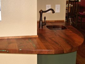 Mesquite face grain bar top.