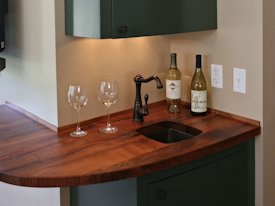 Mesquite face grain bar top.