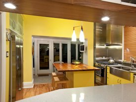 Mesquite face grain island countertop.