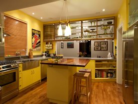 Mesquite face grain island countertop.