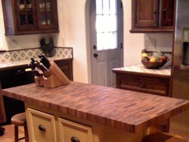 Mesquite end grain island countertop.