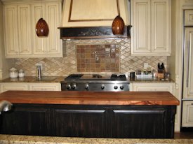 Mesquite edge grain island countertop.