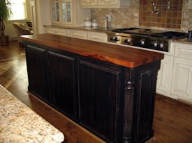 Mesquite edge grain island countertop.