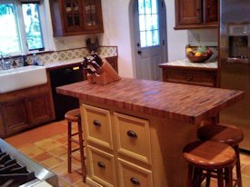 Mesquite end grain island countertop.